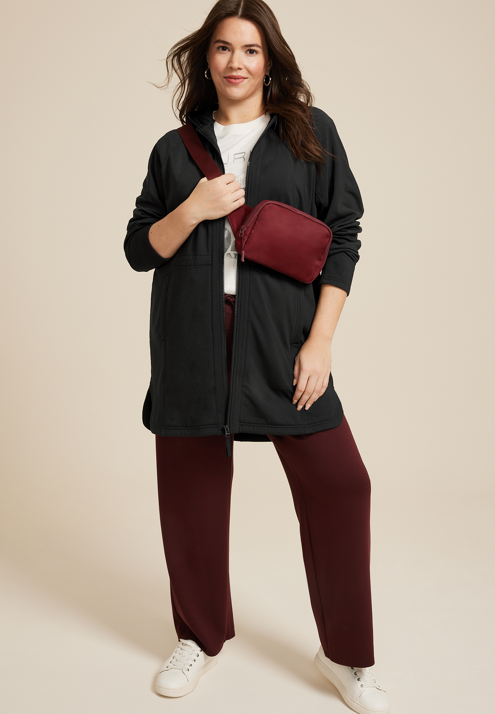 Plus Size Athleisure Knit Long Jacket, C106, large