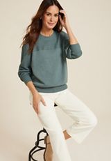 Knit Mixer Crew Neck Sweatshirt, GRANITE GREEN, small