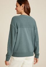 Knit Mixer Crew Neck Sweatshirt, GRANITE GREEN, small