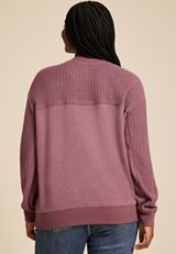 Plus Size Knit Mixer Crew Neck Sweatshirt, COCOA BLUSH, small