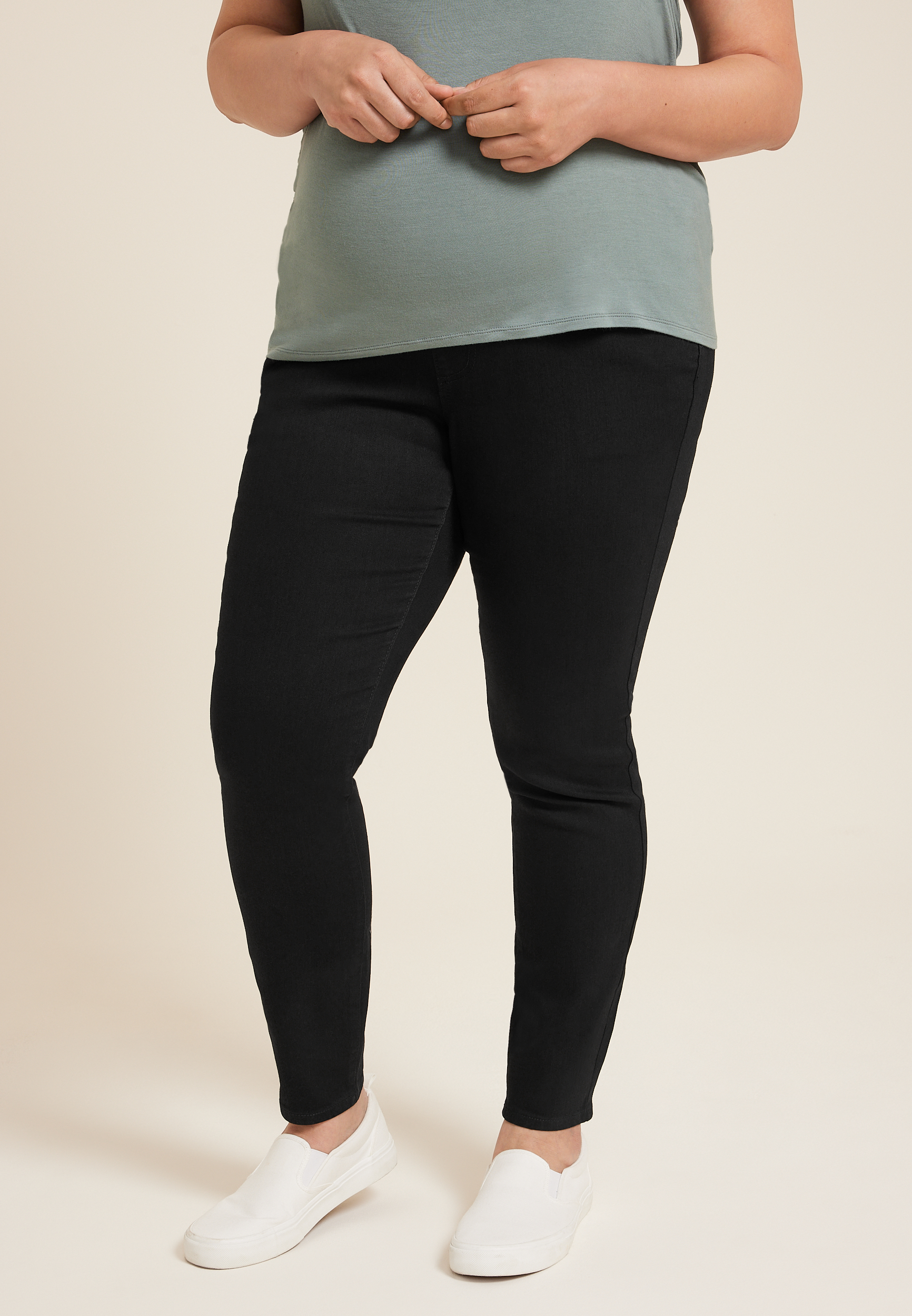 Plus Size Black Over The Bump Maternity Skinny Jean