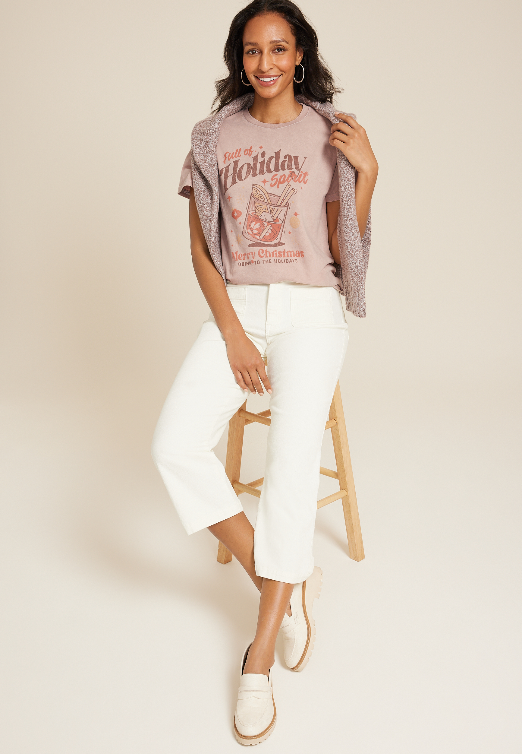 Full Of The Holiday Spirit Relaxed Fit Graphic Tee, C9862, large