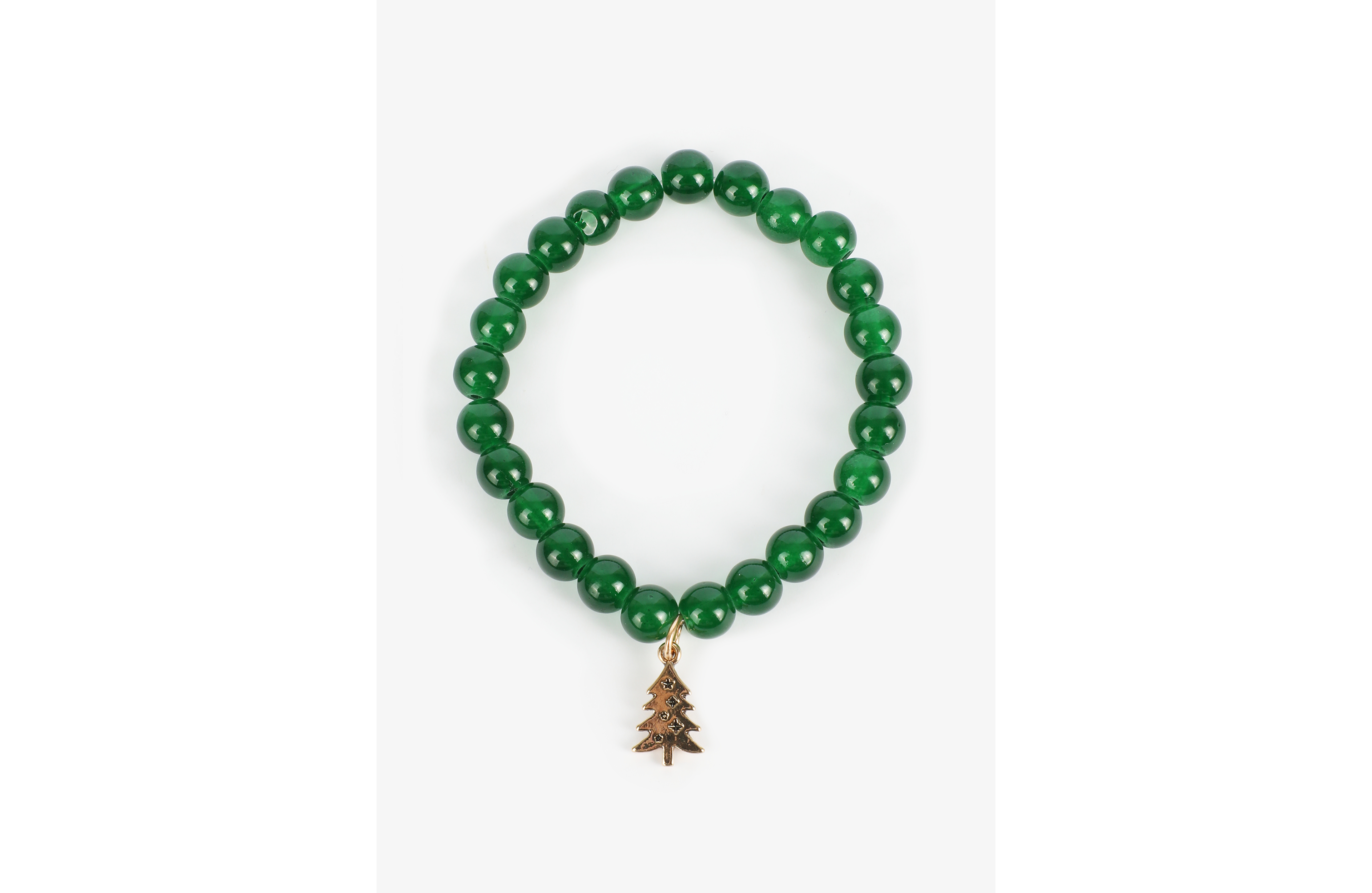 Christmas Tree Charm Beaded Bracelet
