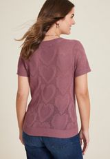 Open Stitch Heart Sweater Top, C4731, small