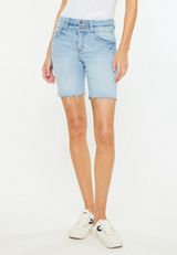 KanCan&trade; High Rise Stacked Waist Double Button 8in Bermuda Short, , small