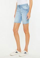 KanCan&trade; High Rise Stacked Waist Double Button 8in Bermuda Short, , small