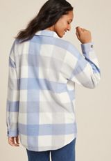 Vintage Plaid Fleece Shacket, C9811, small