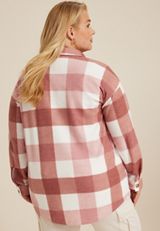 Plus Size Vintage Plaid Fleece Shacket, C894, small