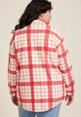 Plus Size Vintage Plaid Fleece Shacket, , small