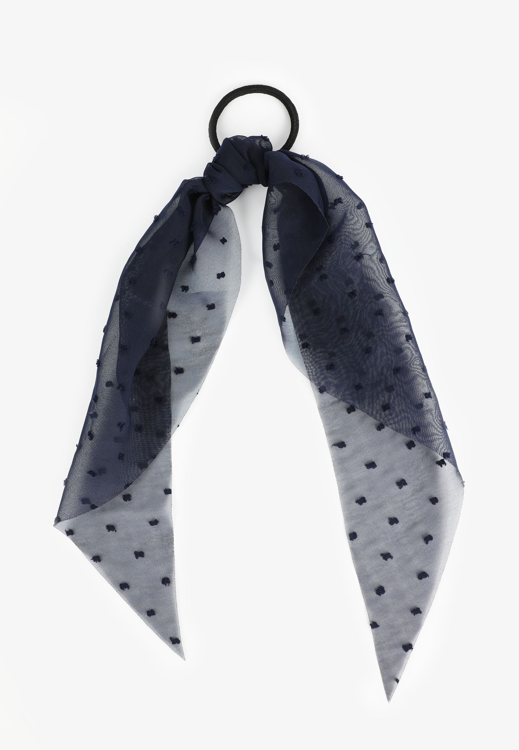 Navy Bow Knot Ribbon Hair Tie, C180, large