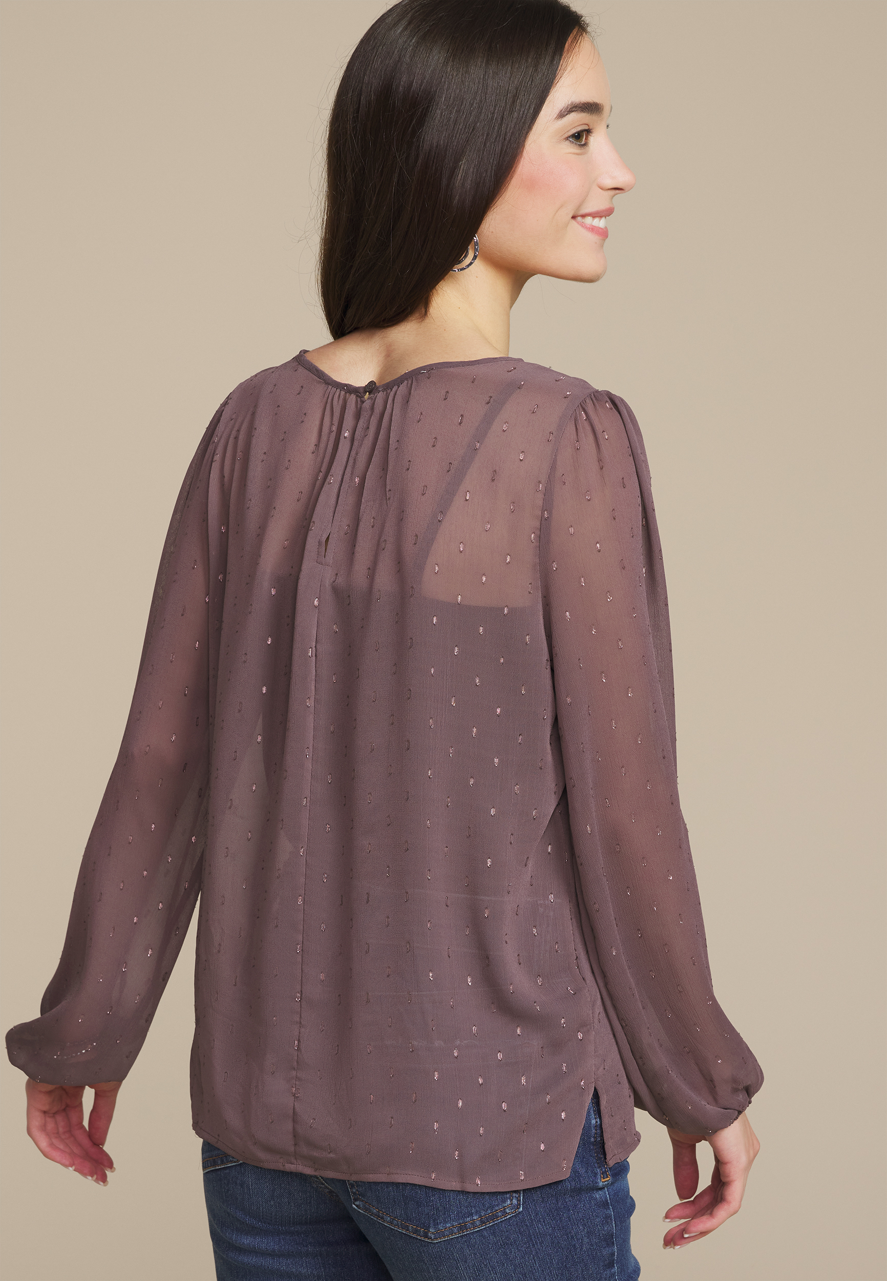 Leighton Gold Clip Dot Blouse, C4045, large