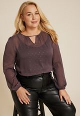 Plus Size Leighton Gold Clip Dot Blouse, C4045, small
