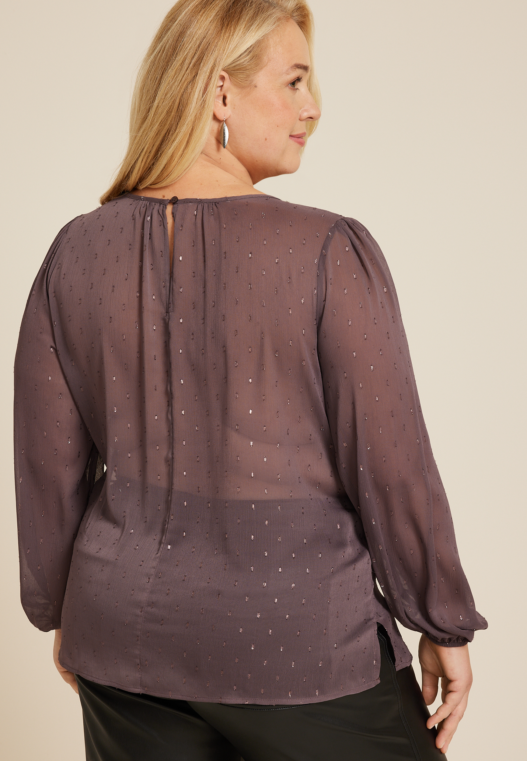 Plus Size Leighton Gold Clip Dot Blouse, C4045, large