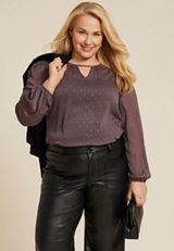 Plus Size Leighton Gold Clip Dot Blouse, C4045, small
