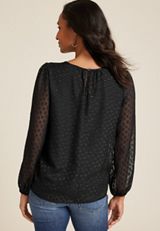 Leighton Heart Jacquard Long Sleeve Blouse, C106, small