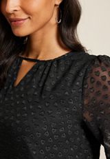 Leighton Heart Jacquard Long Sleeve Blouse, C106, small