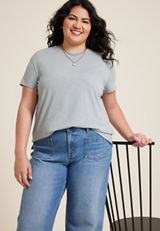Plus Size 24/7 Dawson Heart Studded Crew Neck Tee, BLUE, small