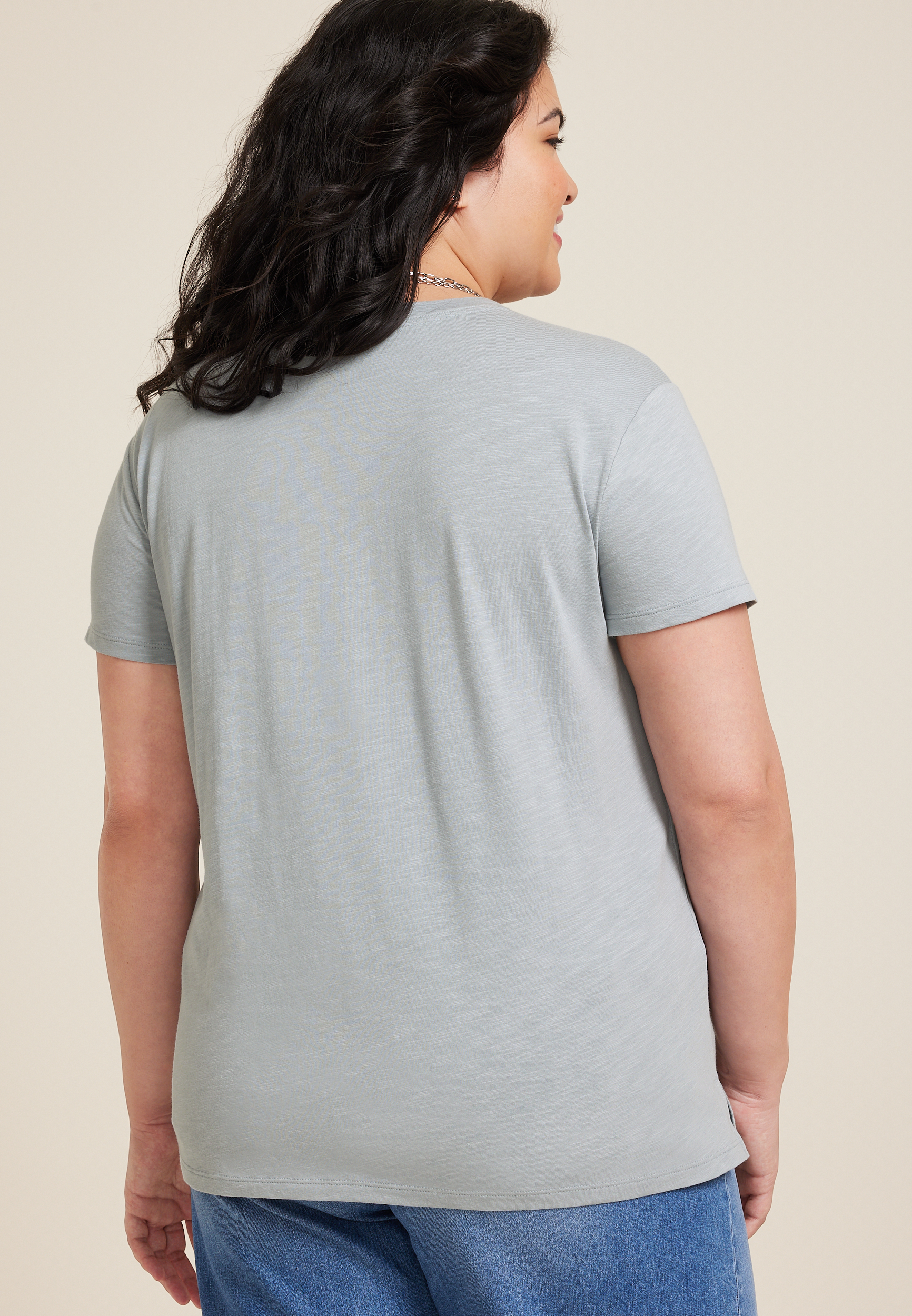 Plus Size 24/7 Dawson Heart Studded Crew Neck Tee, BLUE, large