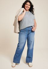 Plus Size 24/7 Dawson Heart Studded Crew Neck Tee, BLUE, small