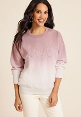 Love Applique Dip Dye Relaxed Fit Sweatshirt, C3632, small