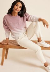 Love Applique Dip Dye Relaxed Fit Sweatshirt, C3632, small