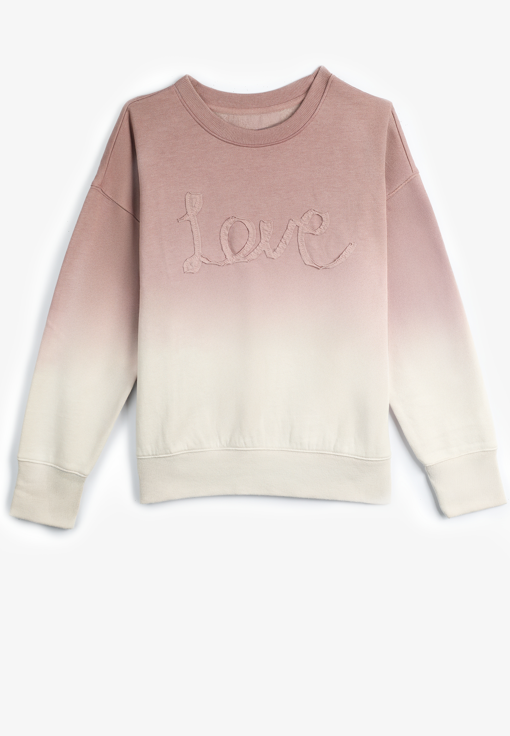 Love Applique Dip Dye Relaxed Fit Sweatshirt, C3632, large