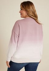 Plus Size Love Applique Dip Dye Relaxed Fit Sweatshirt, C3632, small