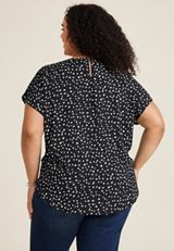 Plus Size Delton Pleated Shoulder Blouse, C1756, small
