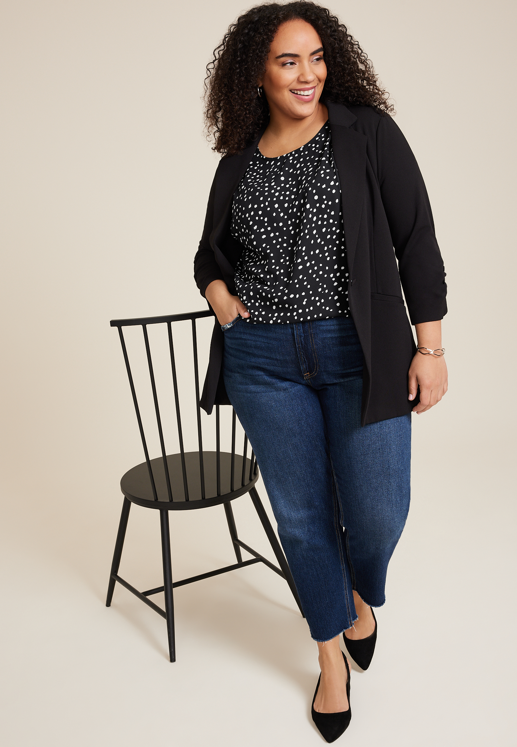Plus Size Delton Pleated Shoulder Blouse, C1756, large