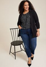 Plus Size Delton Pleated Shoulder Blouse, C1756, small