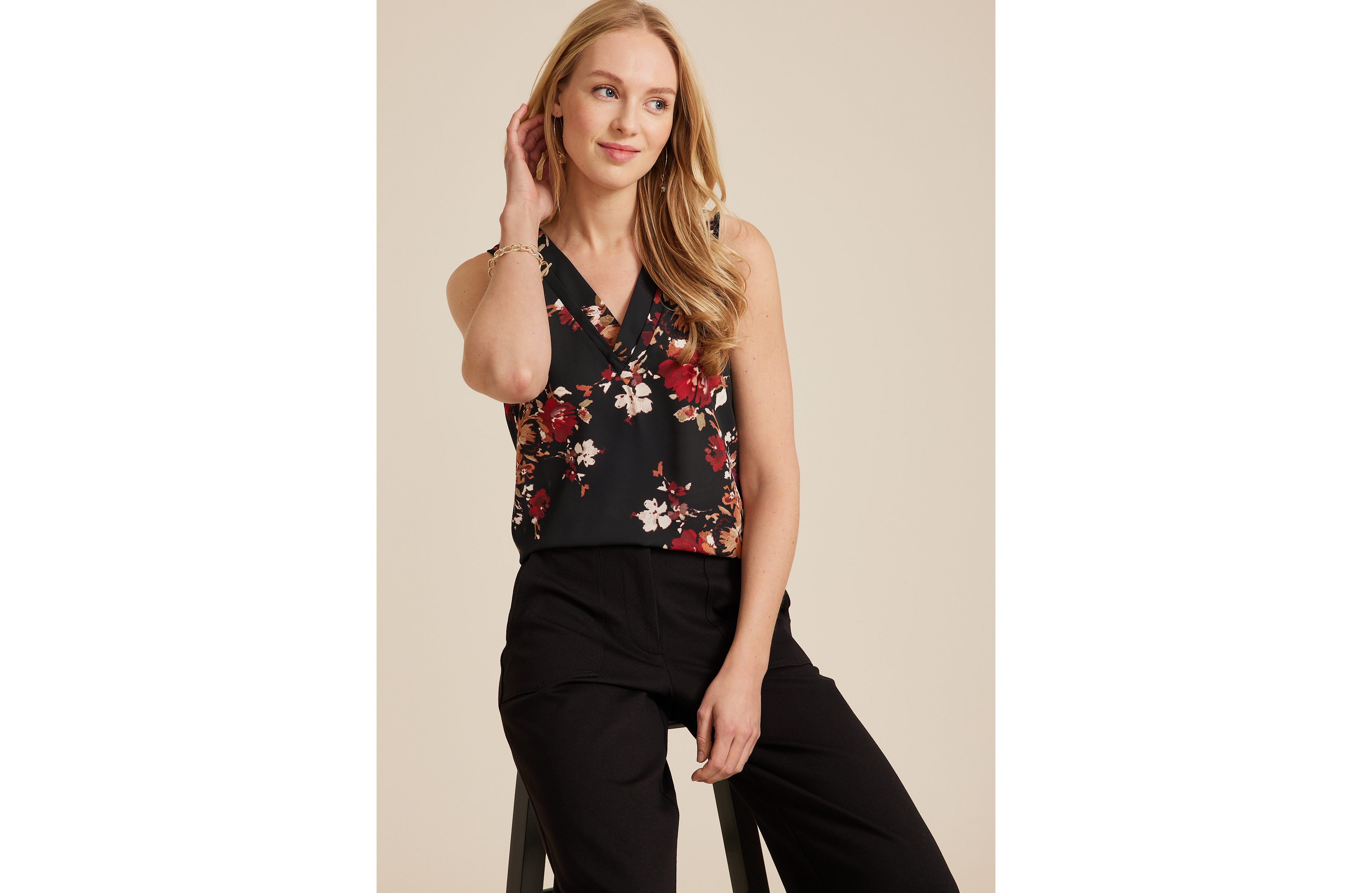 Atwood Pleated V Neck Tank Top