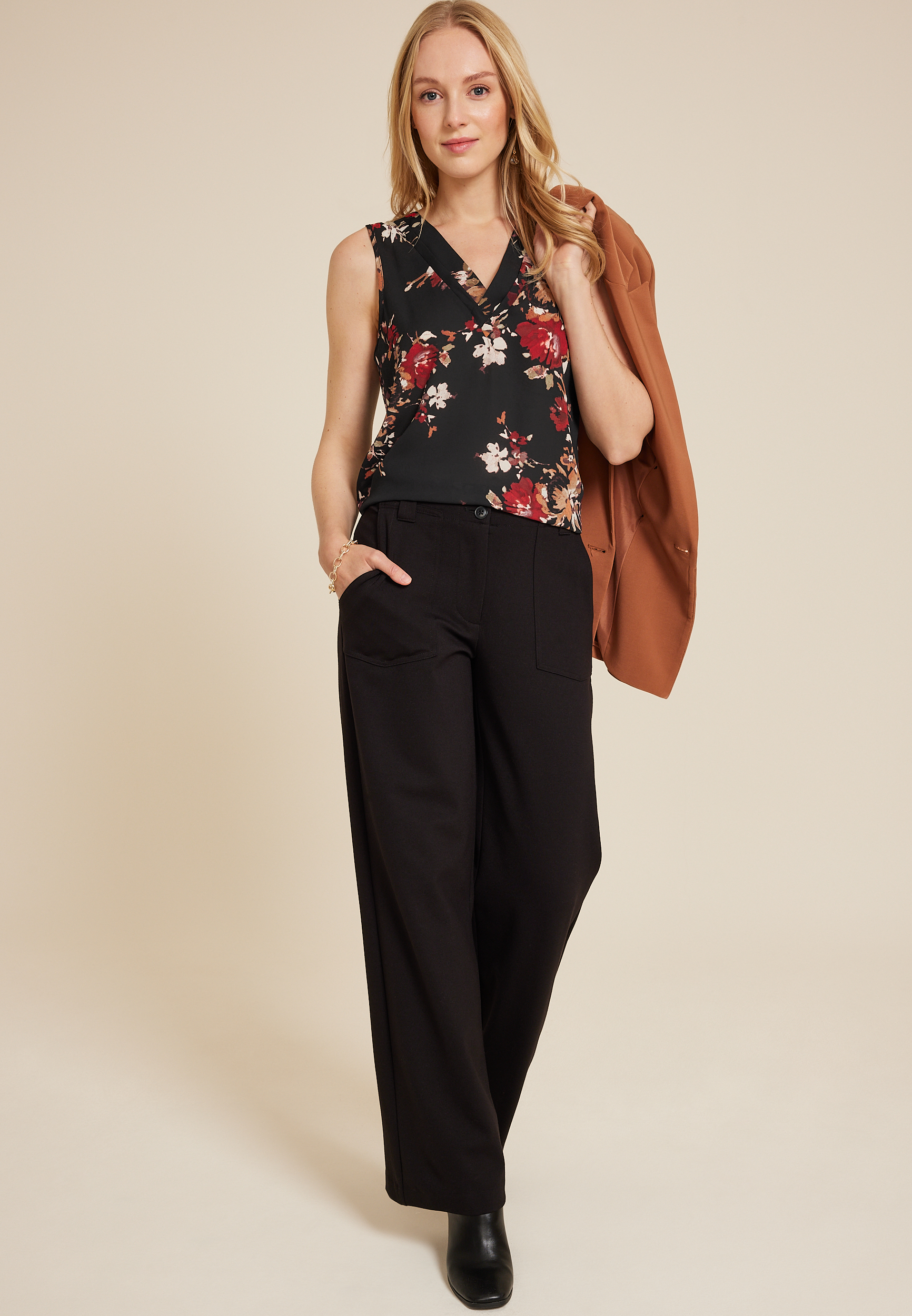 Atwood Pleated V Neck Tank Top