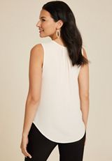 Atwood Pleated V Neck Tank Top, C2789, small