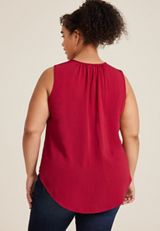 Plus Size Atwood Pleated V Neck Tank Top, C4744, small