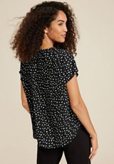 Delton Pleated Shoulder Blouse, BLACK COMBO, small