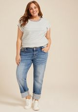 Plus Size KanCan&trade; Mid Rise Ripped Cuff Hem Slim Straight Ankle Jean, MEDIUM SANDBLAST, small