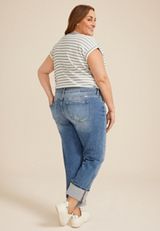 Plus Size KanCan&trade; Mid Rise Ripped Cuff Hem Slim Straight Ankle Jean, MEDIUM SANDBLAST, small