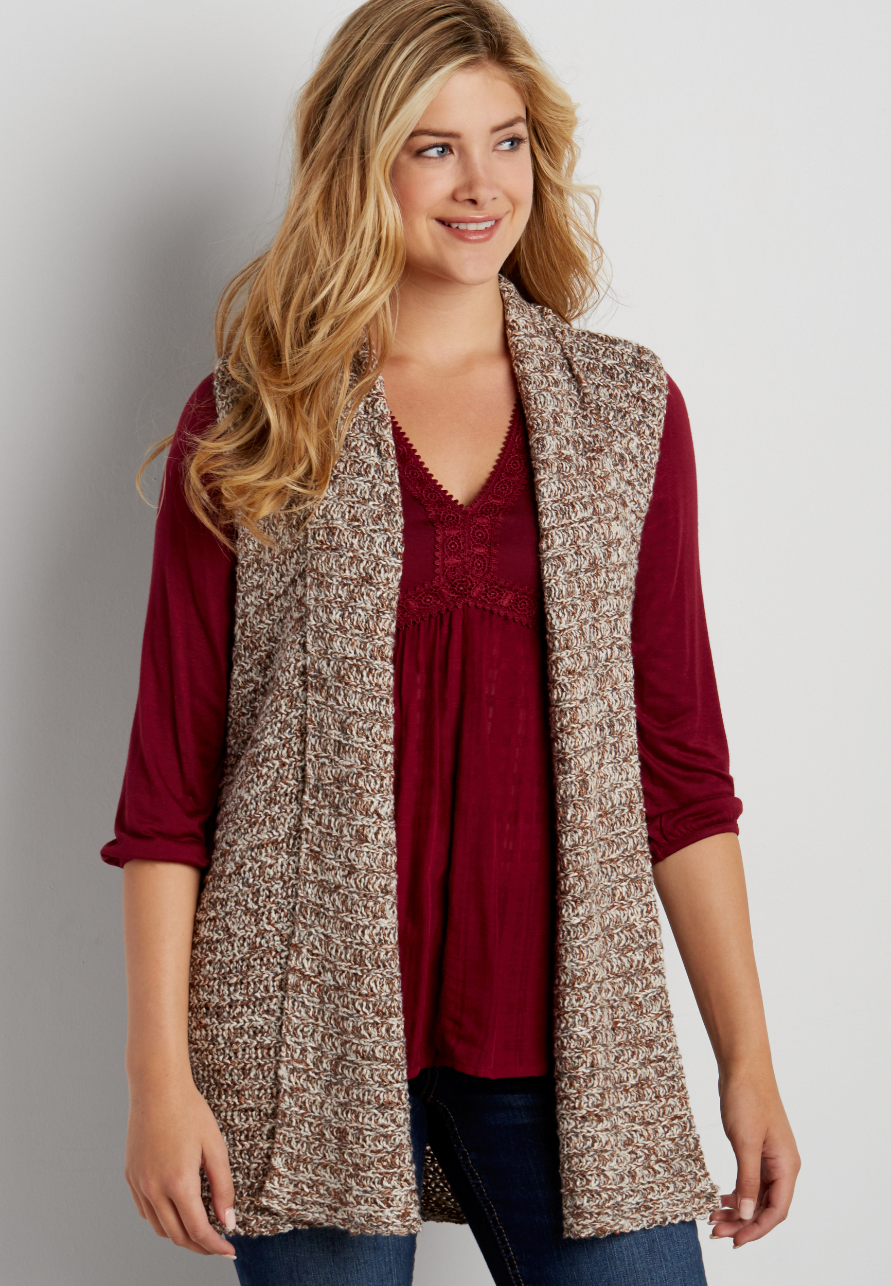 marled thick knit vest | maurices