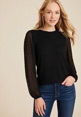 Clip Dot Sleeve Top, C106, small