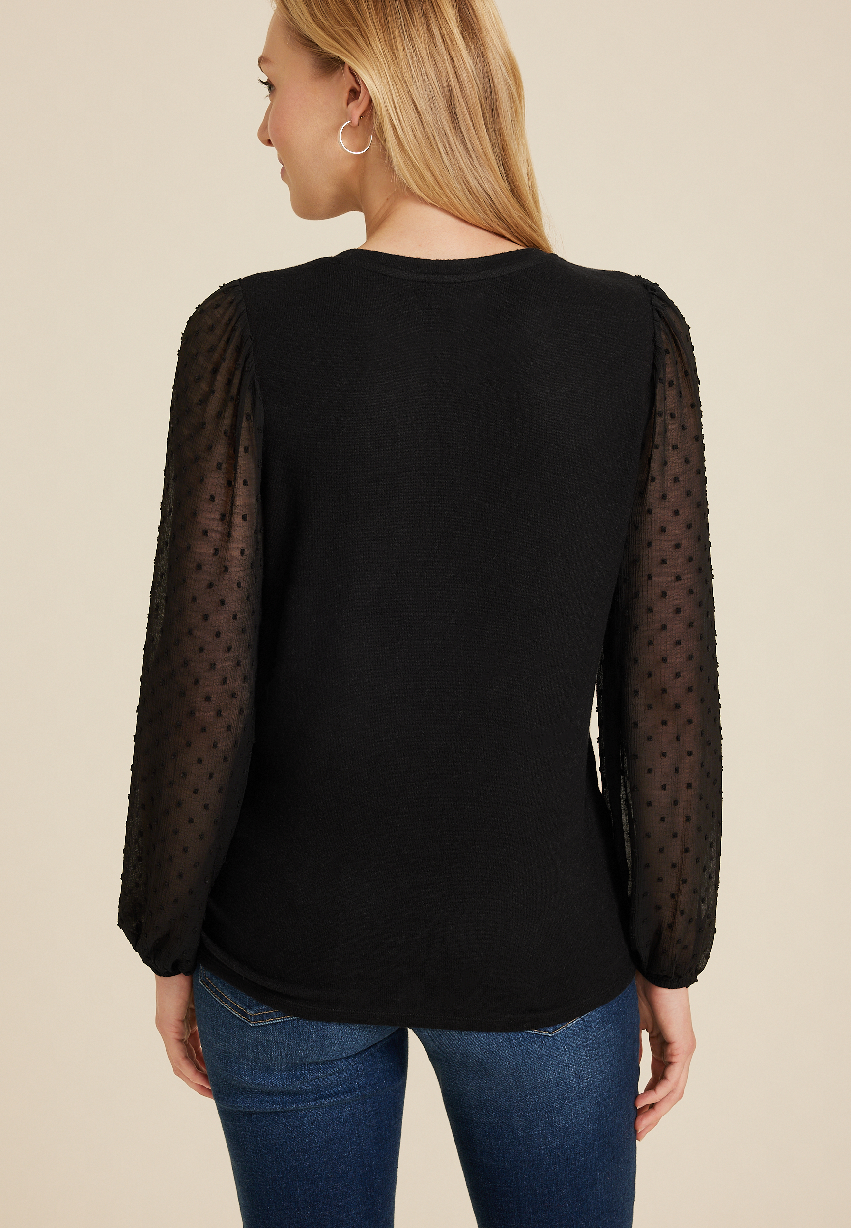 Clip Dot Sleeve Top, C106, large