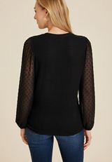 Clip Dot Sleeve Top, C106, small