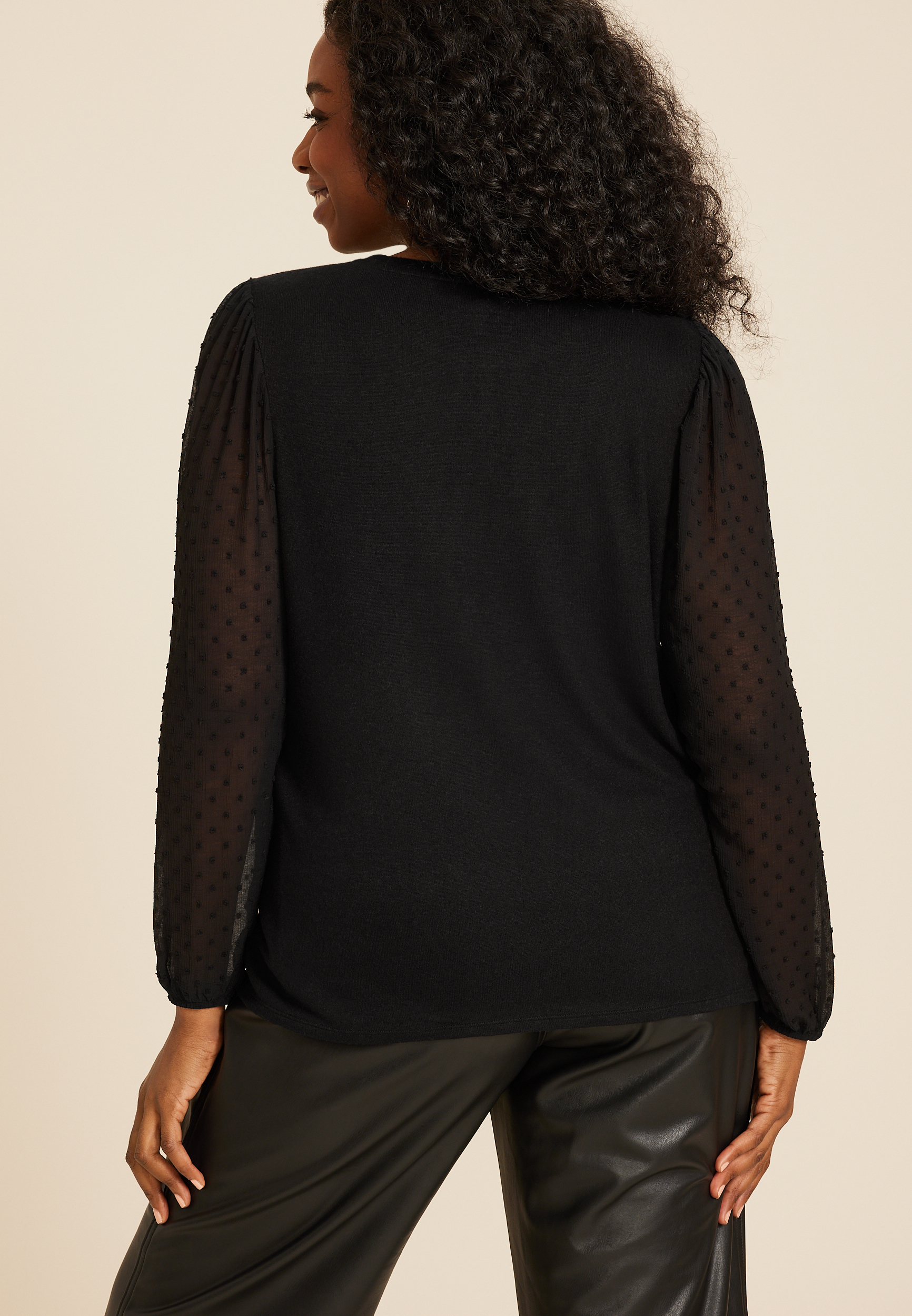 Plus Clip Dot Sleeve Top
