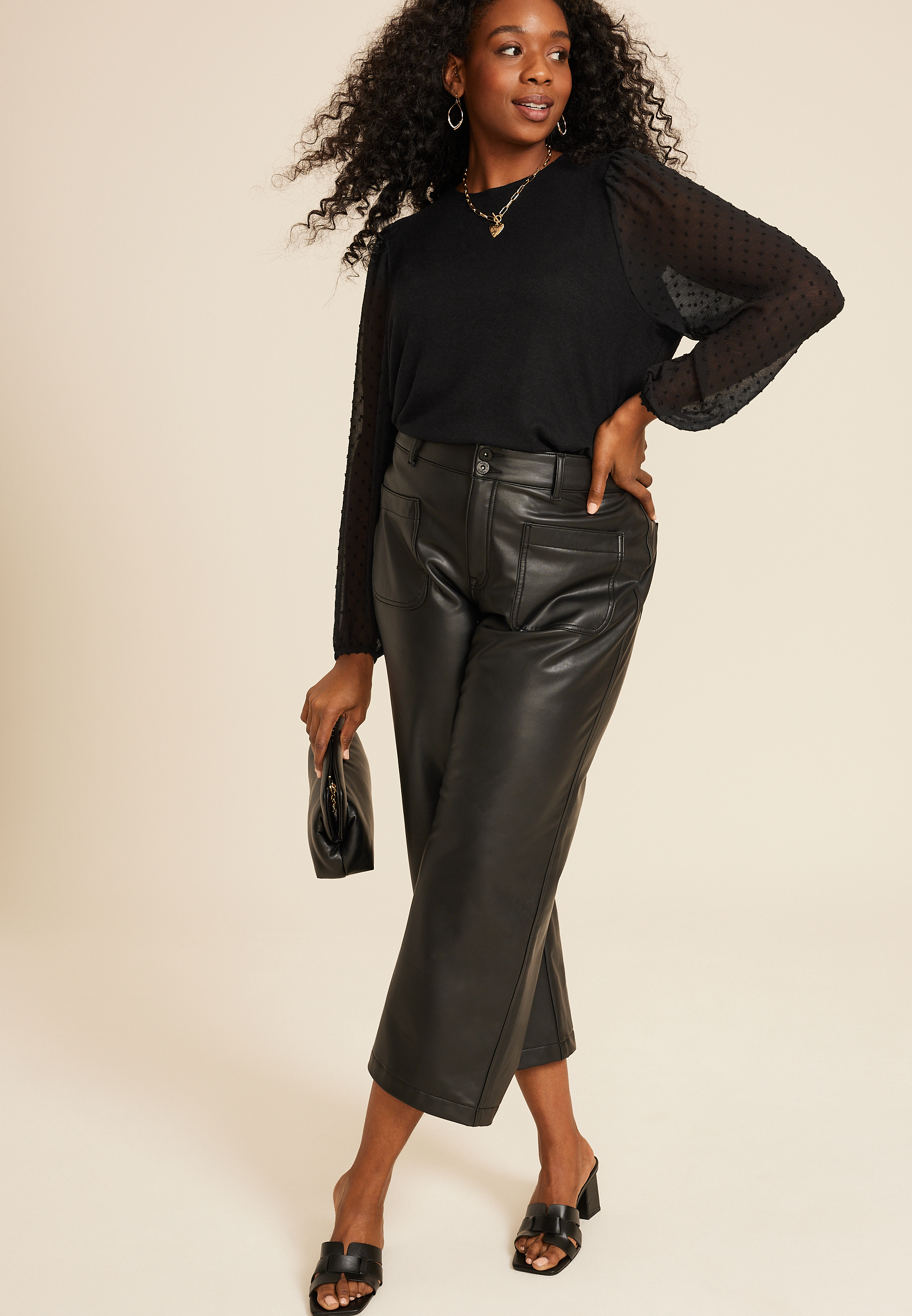 Plus Clip Dot Sleeve Top
