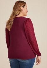 Plus Size Clip Dot Sleeve Top, C1849, small