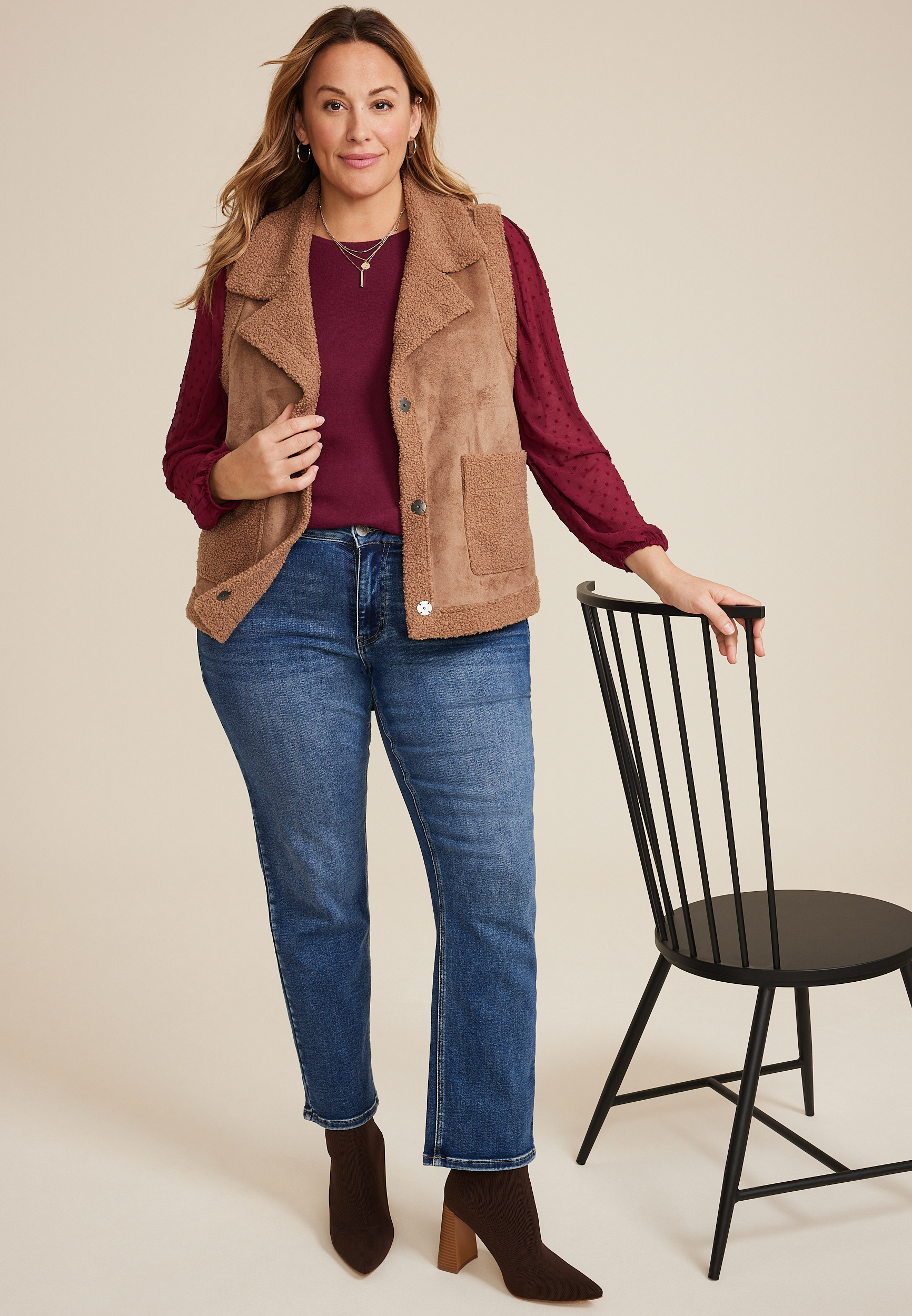 Plus Size Clip Dot Sleeve Top, C1849, large