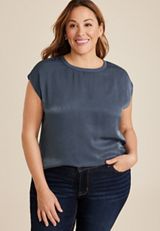 Plus Size edgely&trade; Satin Crew Neck Tee, C5105, small