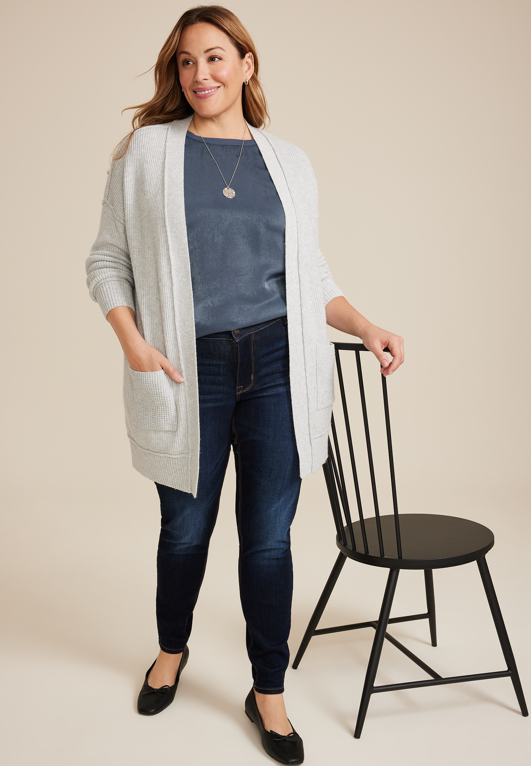 Plus Size edgely&trade; Satin Crew Neck Tee, C5105, large