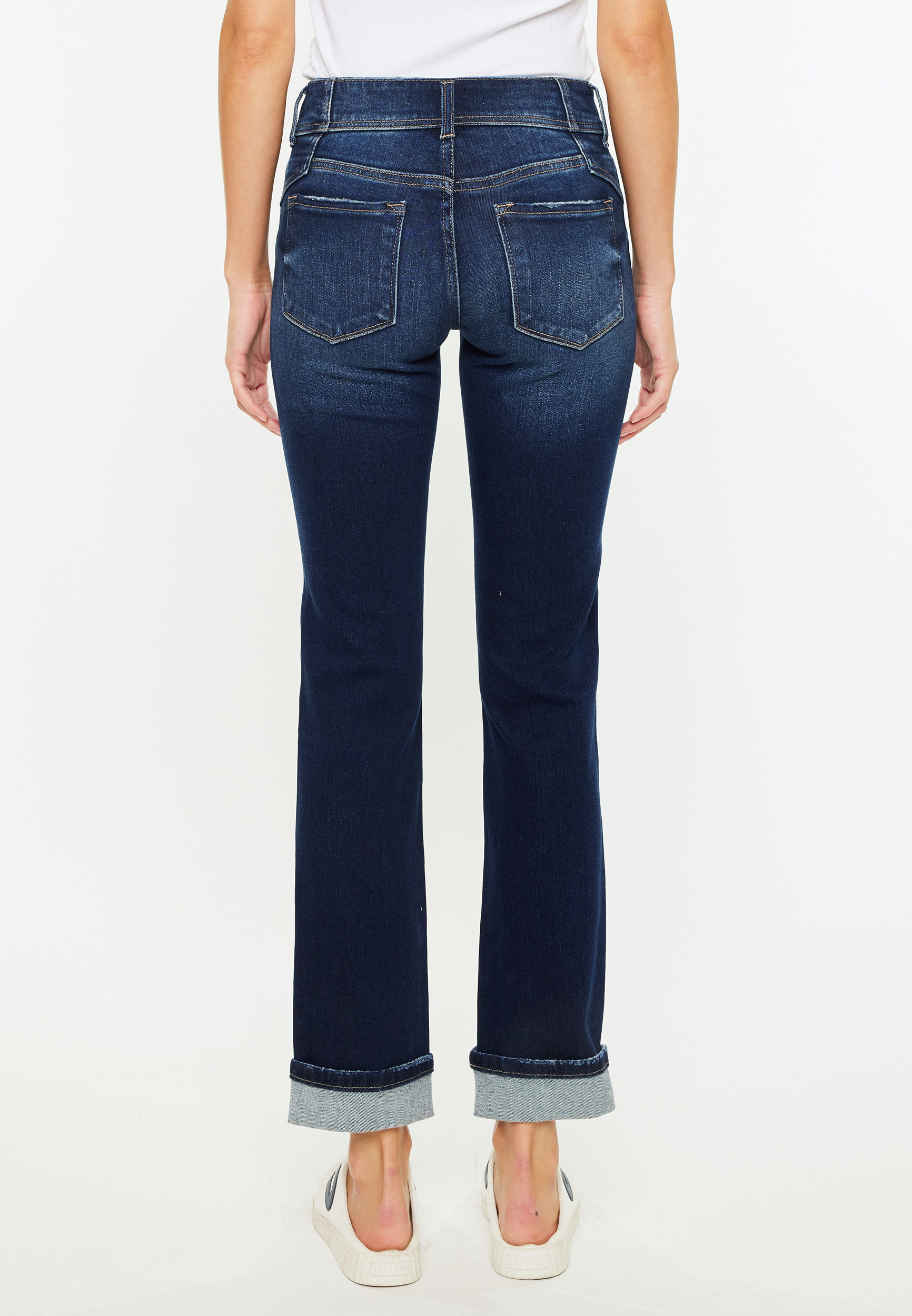 KanCan&trade; Mid Rise Open Ripped Cuff Hem Straight Ankle Jean, , large