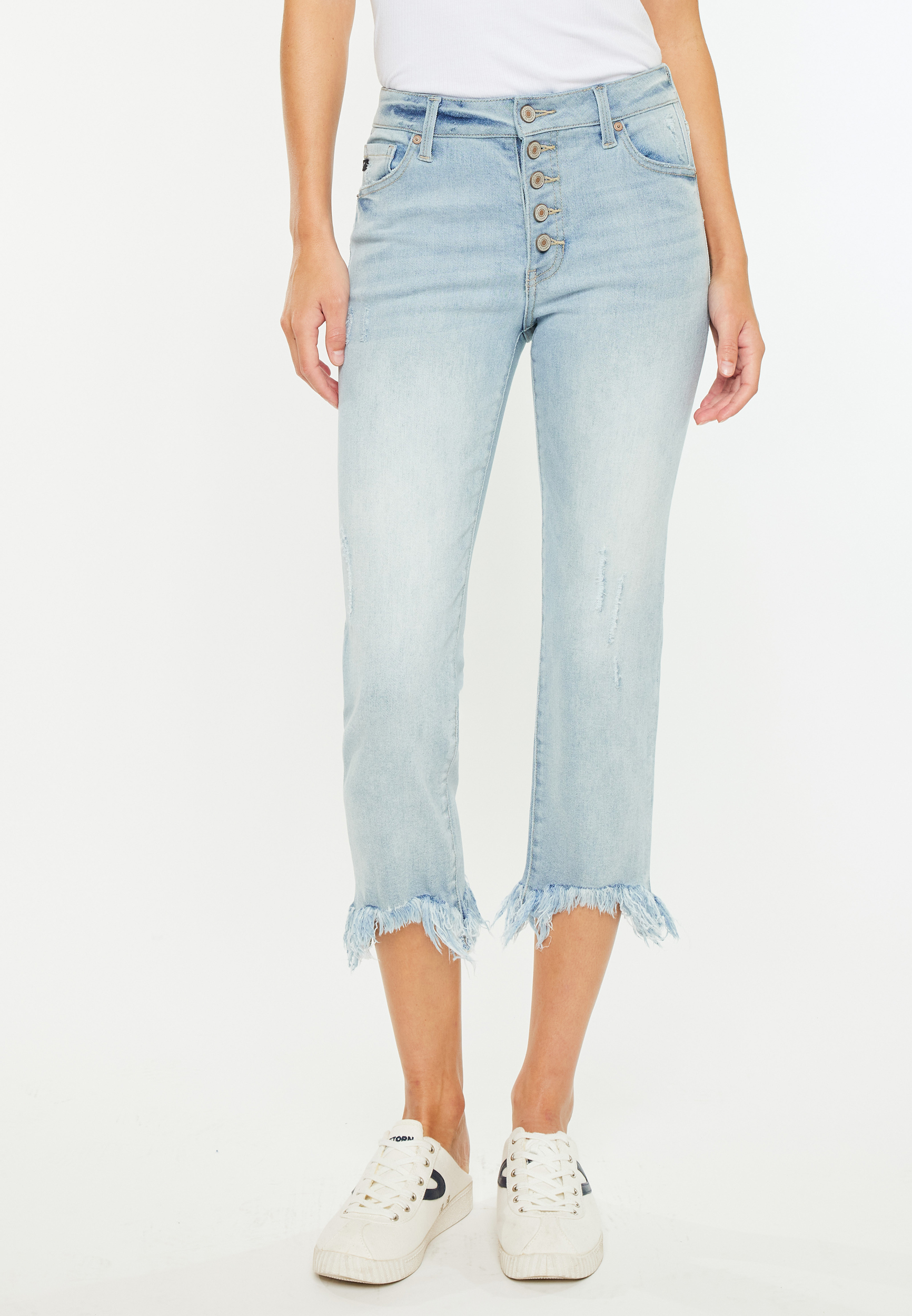 KanCan&trade; High Rise Button Fly Straight Cropped Jean, , large