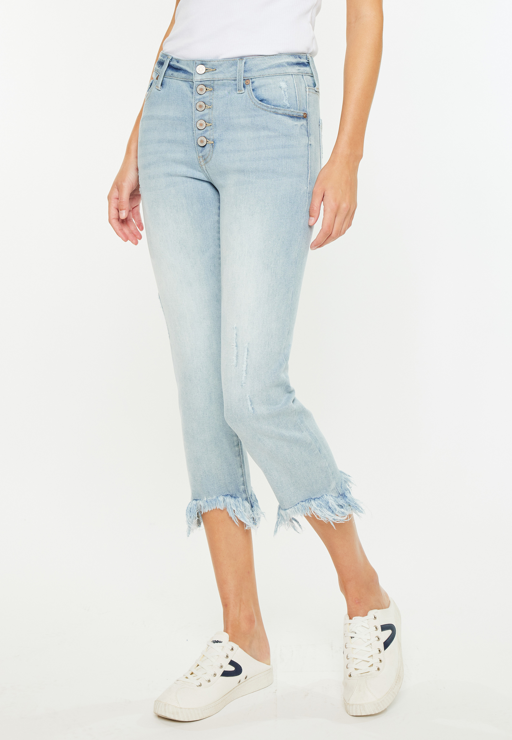 KanCan&trade; High Rise Button Fly Straight Cropped Jean, , large